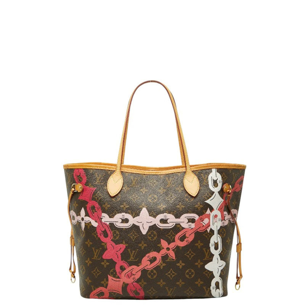 Louis Vuitton Monogram Bayprint Neverfull Tote Bag Shoulder Brown Pink Leather